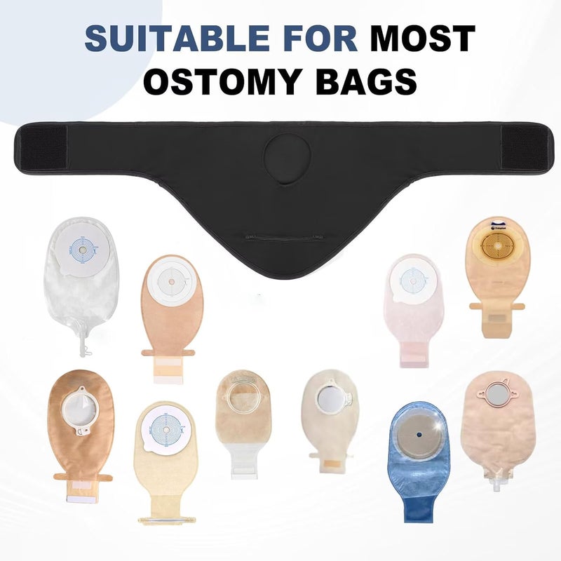 Flosmore Ostomy Waist Bag Adjustable Ostomy Belt Ostomy Bag Men Women Ostomy Bag Covers Colostomy Belt, Inner Pocket to Place Ostomy Pouch Ostomy Wrap (Black XL Size) - Image 5